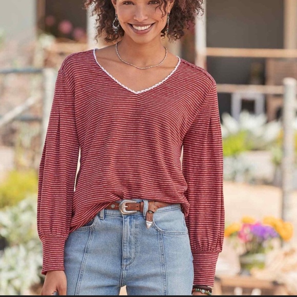 Sundance Mariner Journey Striped Linen Top Size XL Preppy Women Long Sleeve - Picture 2 of 12